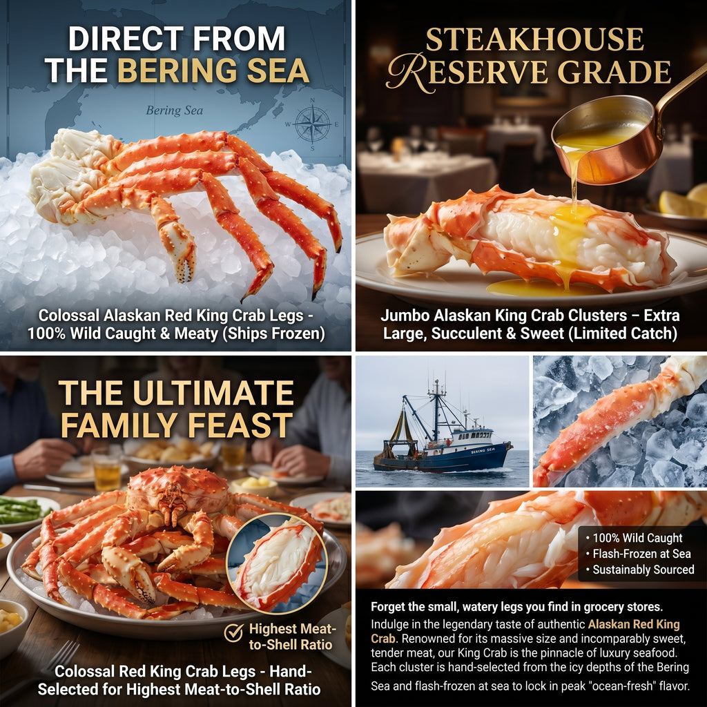 OCEANZEN Alaskan Red King Crab Legs | Wild-Caught | Fully Cooked